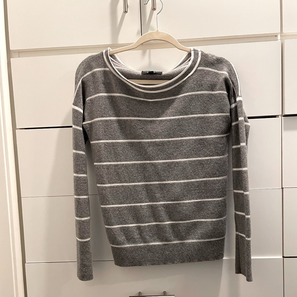 Banana Republic Merino Wool Grey and White Striped Sweater, XS